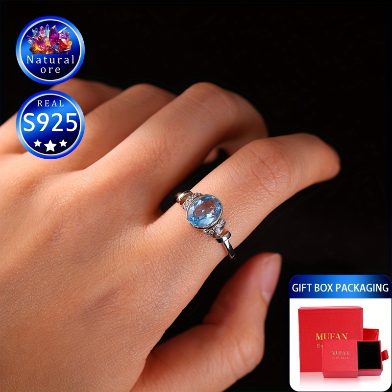 S925 Silver Topaz Ring Adjustable Ribbon Daily Wedding Accessories